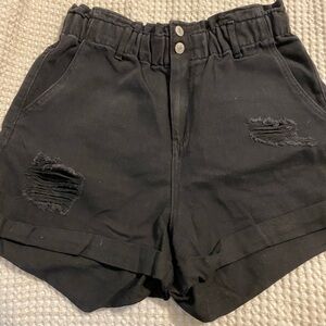 Black Distressed Women's Shorts